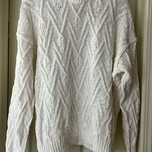 Free People Ivory Cable Knit Turtleneck Sweater